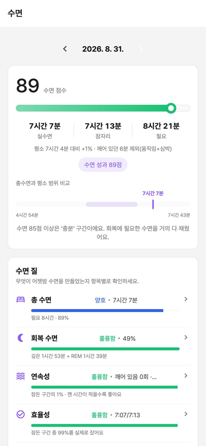Fit 앱 수면